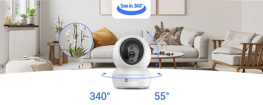 Camera WiFi EZVIZ H6C 2K+ 4.0MP QHD 1440P Quay Quét 360 độ - Giám Sát Toàn Cảnh Với Chất Lượng Hình Ảnh Siêu Nét