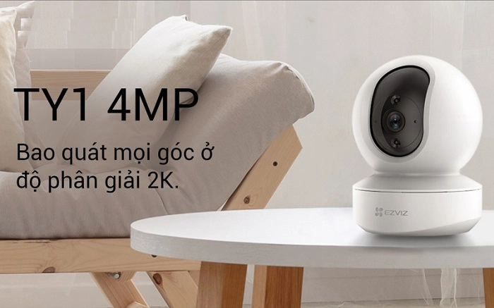 Camera WiFi EZVIZ TY1 4MP QHD 1440P - Chất Lượng Hình Ảnh 2K Rõ Nét - Bao Quát Mọi Góc Độ