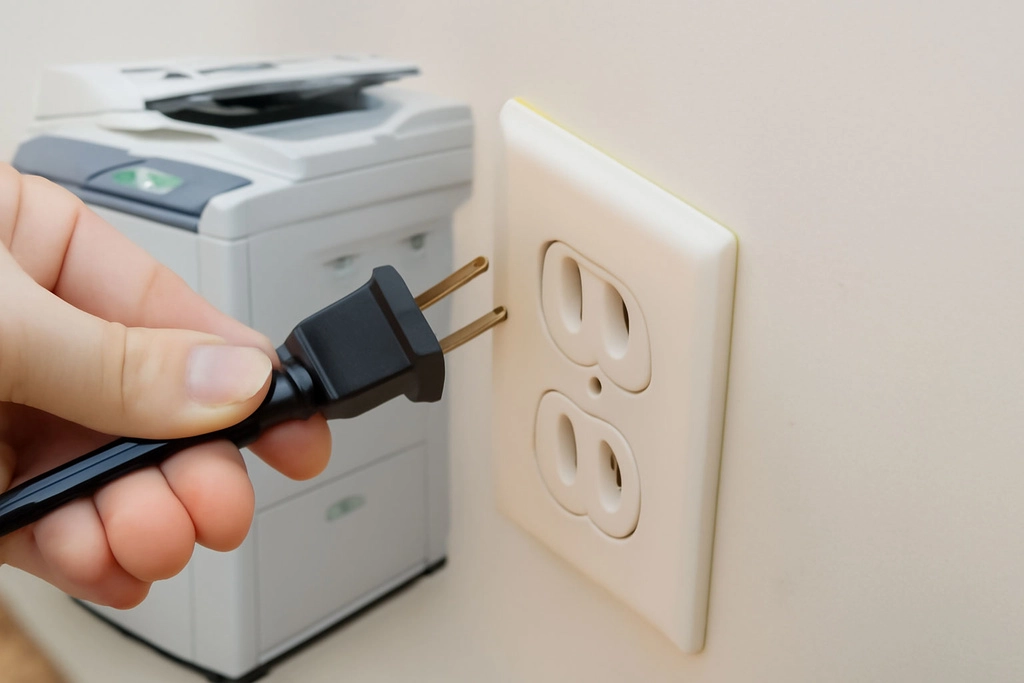 Tắt máy và kiểm tra nguồn điện của máy