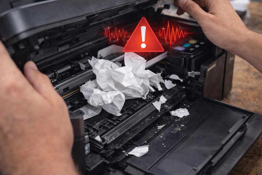 Máy in bị kẹt giấy bên trong máy