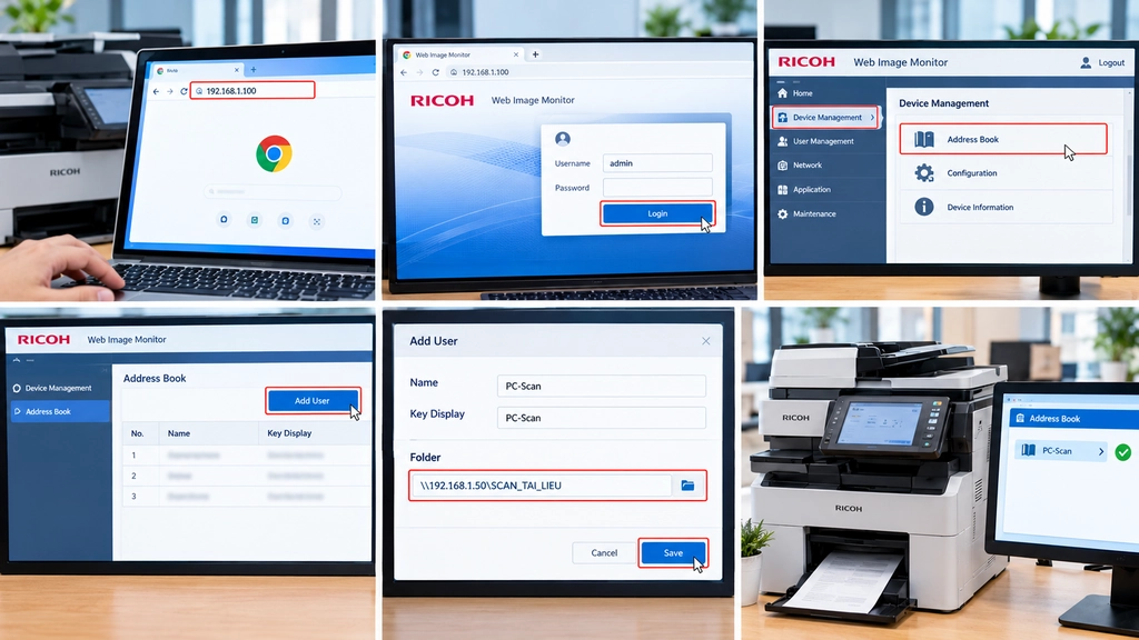 Ảnh: bước 3: Cấu hình lại chức năng scan to folder trên WIM