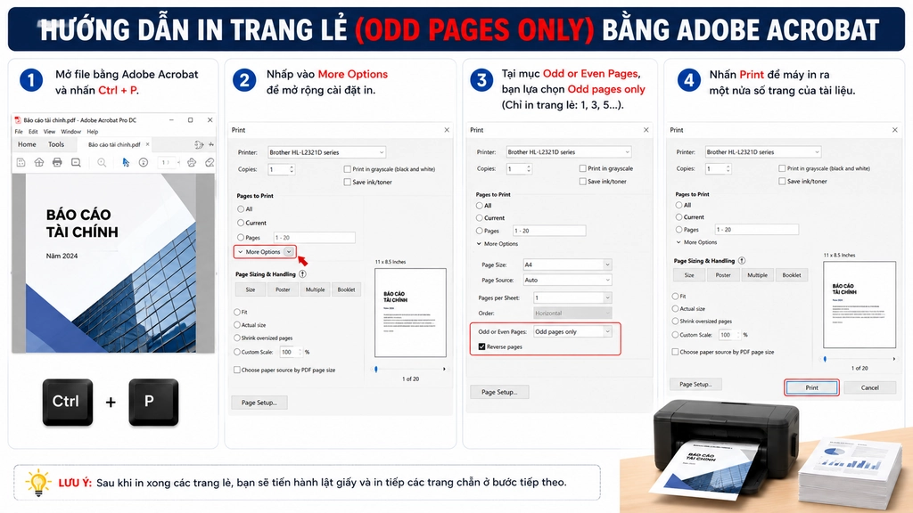 Cách in mặt lẻ trong pdf